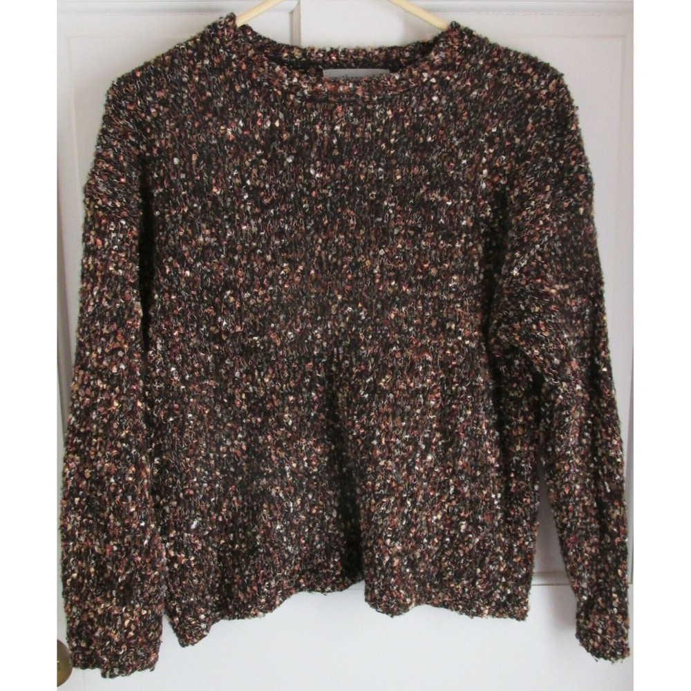 Northern Isles Women's Brown Marled Wool Blend Long Sleeve Sweater Size L
